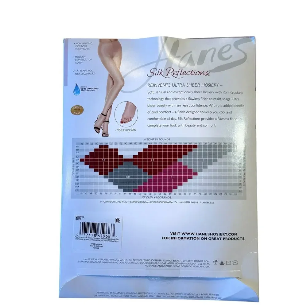 Hanes Silk Reflections Sheer Hosiery - Nude/Tan Size EF - Buff & Little Color